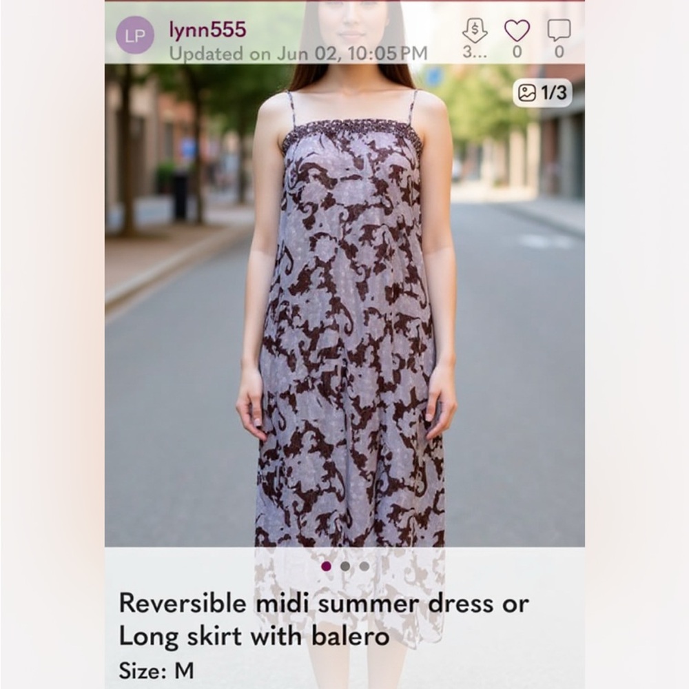 Reversible midi summer dress or Long skirt with balero